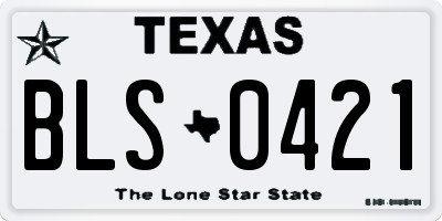 TX license plate BLS0421