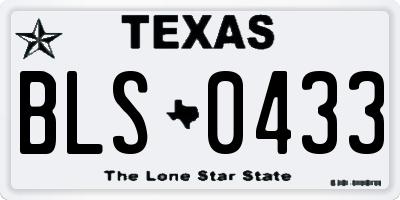 TX license plate BLS0433