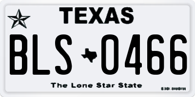 TX license plate BLS0466