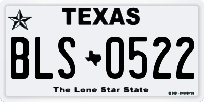 TX license plate BLS0522