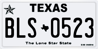 TX license plate BLS0523