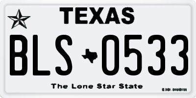 TX license plate BLS0533