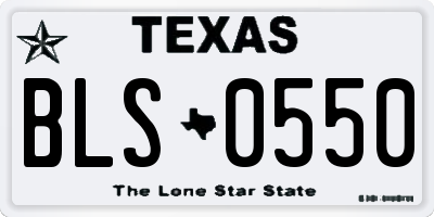 TX license plate BLS0550