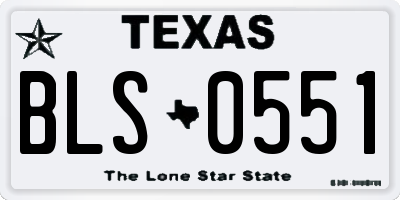 TX license plate BLS0551