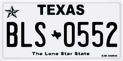TX license plate BLS0552