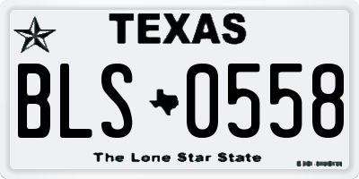 TX license plate BLS0558