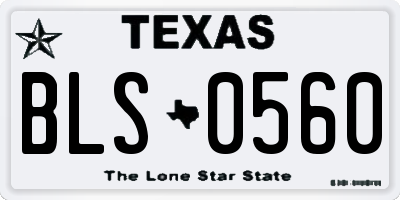TX license plate BLS0560