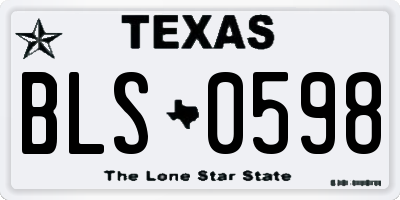 TX license plate BLS0598