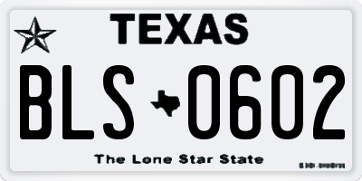 TX license plate BLS0602
