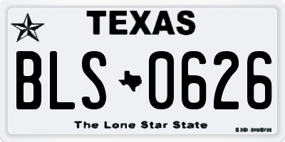 TX license plate BLS0626