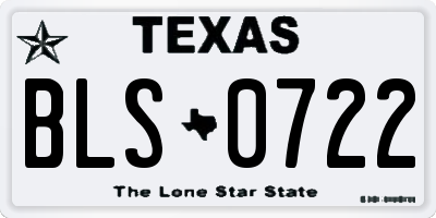 TX license plate BLS0722