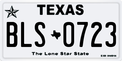 TX license plate BLS0723