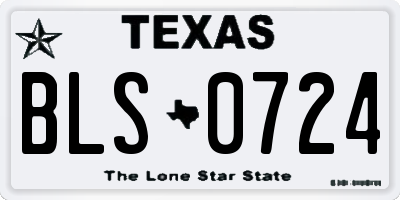 TX license plate BLS0724