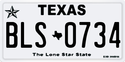 TX license plate BLS0734
