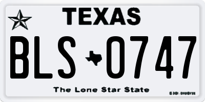 TX license plate BLS0747