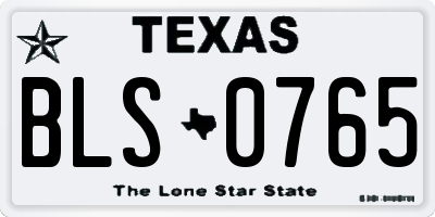 TX license plate BLS0765