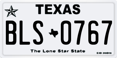 TX license plate BLS0767