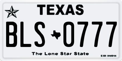 TX license plate BLS0777