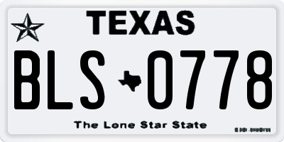 TX license plate BLS0778