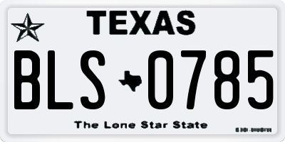 TX license plate BLS0785