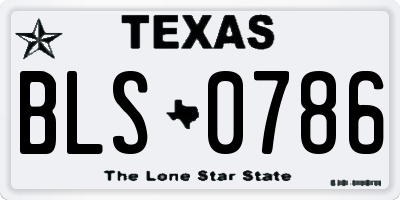 TX license plate BLS0786