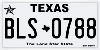 TX license plate BLS0788