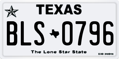TX license plate BLS0796
