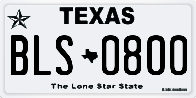 TX license plate BLS0800