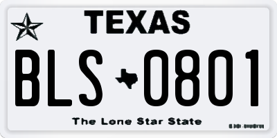 TX license plate BLS0801