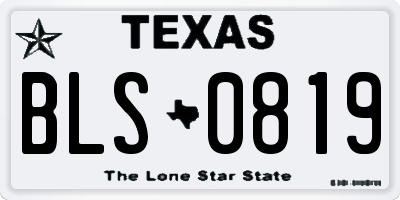 TX license plate BLS0819
