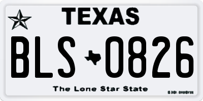 TX license plate BLS0826