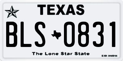 TX license plate BLS0831