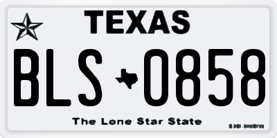 TX license plate BLS0858