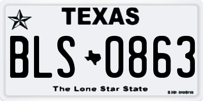TX license plate BLS0863