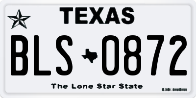 TX license plate BLS0872