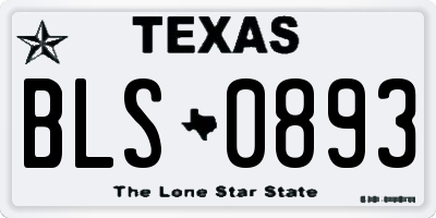 TX license plate BLS0893