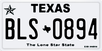 TX license plate BLS0894