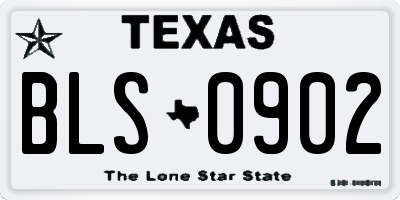 TX license plate BLS0902