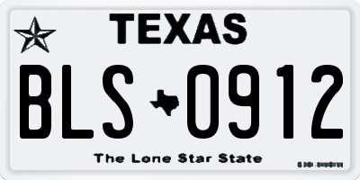 TX license plate BLS0912