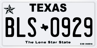 TX license plate BLS0929