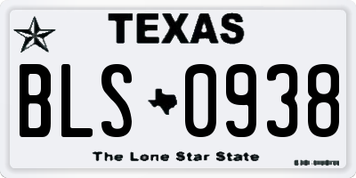 TX license plate BLS0938