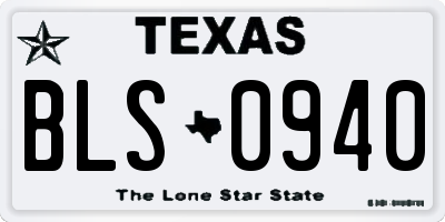 TX license plate BLS0940