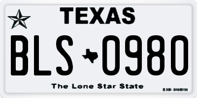 TX license plate BLS0980