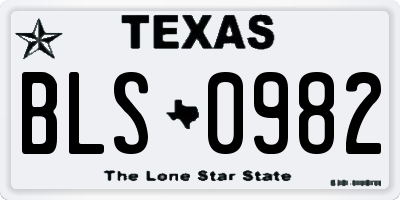 TX license plate BLS0982