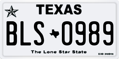 TX license plate BLS0989