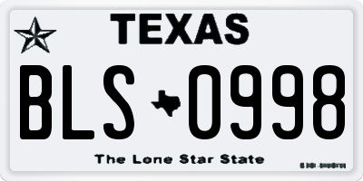 TX license plate BLS0998
