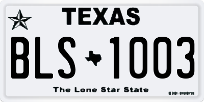 TX license plate BLS1003