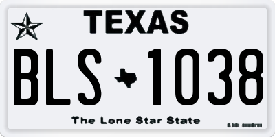 TX license plate BLS1038