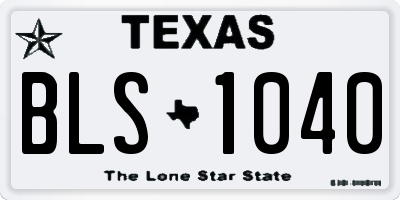 TX license plate BLS1040