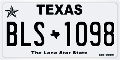 TX license plate BLS1098